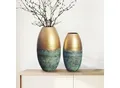Vase 2er Set FineBuy Blumenvase Aluminium Gold Patina Tischvase Punziert Rund