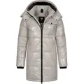 Ragwear Wintermantel Roobie Long super stylischer, gänzender Damen Steppmantel grau XS (34)