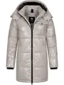 Ragwear Warmer Damen Wintermantel Shiny Steppmantel aus glänzendem Material mit Kapuze Roobie Long YOUMODO Zinc Gr. XS
