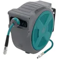 ECD Germany Druckluftschlauch Hochdruckschlauch Automatik Aufroller 1/4" Anschluss Arretierfunktion, Schlauchaufroller für Wandmontage 20m+2m 15 bar 180° schwenkbar Ø12mm grau|grün 2000 cm