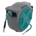 ECD Germany Druckluftschlauchtrommel 20m+2m, Automatischer Aufroller mit Arretierfunktion, 1/4" Anschluss, Schnellkupplung, 15 bar, 180° schwenkbar, Ø12mm, Automatik Schlauchaufroller für Wandmontage