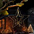 LED Weihnachtsstern 45cm Timer 90 LED warmweiß hängend Outdoor Stern Dekoleuchte