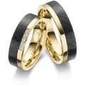Partnerring MARRYA "Edelstahl Ringe Trauringe Eheringe Partnerringe" Gr. 52, schwarz (herren ring, gold, schwarz), Fingerringe, Damen, 52, Edelstahl