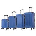 YONSLY Premium Reisekoffer, TSA-Schloss YKK-Reißverschluss Hartschalen-Koffer Trolley Kabinenkoffer Rollkoffer Suitcase Handgepäck 4 Rollen (Saphirblau, S-M-L-XL-Set)