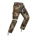 Mil-Tec® US Zip-Off BDU Kinderhose Woodland • Abnehmbare Hosenbeine • 2in1 Cargo Hose & Shorts • Robuste Outdoorhose Kinder mit 6 Taschen • Freizeit- & Trekkinghose • Größe: 164