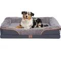Orthopädisches Premium Hundebett mit Egg Foam, Hundesofa, Hundekissen, waschbar, flauschig, Bezug abnehmbar, waschbar, 106 x 81 x 17 cm, Hellgrau ... - Grau