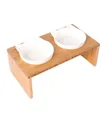 Dehner Futternapf Doppel-Katzennapf, 27 x 15 x 9 cm, je 175 ml, 2 Näpfe als Melamin, bruchsicher, spülmaschinengeeignet