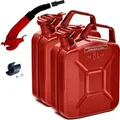 BW Kraftstoffkanister Metall Benzinkanister 2x 5 Liter mit Ausgießer Rot RAL 3000 TÜV-geprüft und UN-Zulassung Made in Europe