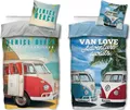 VW Bulli - 2 x Bettwäsche-Set, Bus T1 Strand Beach, 135x200 & 80x80