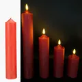 5 LED Kerzen XL aus Echtwachs mit Timer - ROT Metallic Set - Realistische Flamme