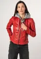 Lederjacke "MWAdila", mit Kapuze, mit Stehkragen, Kapuze, betonter Schulterpartie, Gr. XS, red