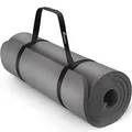 TRESKO Yogamatte Phthalatfrei - Gymnastikmatte rutschfest, Pilatesmatte Fitnessmatte mit Tragegurt, 185x60 & 190x100 cm (Grau, 190 x 100 x 1,5 cm)