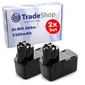 2x Hochleistungs Ni-MH Akku für Bosch 2 607 335 246, 2 607 335 252, 2 610 995 883, 2 607 335 156, 2 607 335 248, 2 607 335 173/14,4V 3300mAh