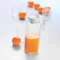 Kühlschrankkrug mit Deckel, 1,1 Liter - Saftkrug Glaskrug Karaffe Milchkrug