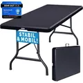 Gartentisch 180x75cm Klappbar Wetterfest Tragbar Kunststoff 8 Personen Garten Terrasse Camping Balkontisch Klapptisch Buffettisch Anthrazit - Casaria