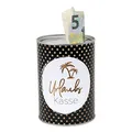 Metall-Spardose - Konservendose-Design - Motiv: Urlaubs-Kasse - Ø 8,6 cm x H 12 cm