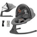 Elektrische 2-in-1 Babywippe/Babyliege LUMI 2 von Kinderkraft – Wippe mit sanfter Seitenbewegung, 12 Melodien, Timer & Moskitonetz – Grau - Grau