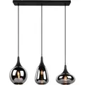 TRIO Leuchten Pendelleuchte Lumina, ohne Leuchtmittel, warmweiß - kaltweiß, Hängelampe 3-flammig Glasschirm, exkl 3xE14 max 40W höhenverstellbar schwarz