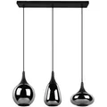 Trio Leuchten Hängeleuchte Lumina, Schwarz, Chrom, Metall, Glas, 19.5x150x68.8 cm, Lampen & Leuchten, Innenbeleuchtung, Hängelampen, Pendelleuchten