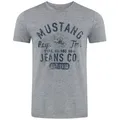 MUSTANG T-Shirt Herren Printshirt Basic Print Regular Tee (1-tlg) Kurzarm Tee Shirt mit Rundhalsausschnitt aus 100% Baumwolle grau 6XL (76/78)