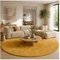 Pergamon Hochflor-Teppich Hochflor Langflor Teppich Super Soft Melia Rund, Rund, Höhe: 20 mm gelb 200 cm x 200 cm x 20 mm
