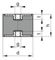Gummi-Metall-Puffer Ausführung C 75 x 55 mm M12
