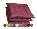 sunnypillow 4er Set Stuhlkissen mit Bändern 45x45 cm - Bequeme Polsterauflage 8cm dick - Auflage für Stühle/Bänke in Haus und Garten Sitzkissen Sitzauflage Gartenkissen Outdoor/Indoor - Violett