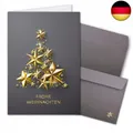 NEUSER PAPIER 50x Weihnachtskarten-Set DIN A6 in Grau mit goldenem