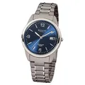 Regent Herren-Armbanduhr silber grau Analog F-433 Titan-Armband URF433