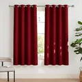 PONY DANCE Verdunkelungsvorhänge Kurz Gardinen Wohnzimmer mit Ösen 2er Set H 175 x B 140 cm Rot, Thermo Vorhänge gegen Hitze Blackout Curtains for Bedroom/Living Room