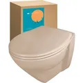 Calmwaters Wand-WC Modern Plus 6 cm Erhöht Spülrandlos Set WC-Sitz Beige-Bahamabeige 08AB6260