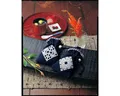 Olympus Thread Kreativset Olympus Kogin Stickpackung "Kinchaku Beutel Navy Neko-No-Ashi Kumozas, (embroidery kit by Marussia)