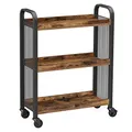 VASAGLE Küchenwagen Rollwagen Servierwagen mit Universalrollen Nivellierfüße Platzsparend Stahlstruktur 66x26x85cm für Küche Wohnzimmer Rustikal Braun LRC66BX