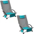 Skandika Strand Campingstuhl Beach 2er Set | Bequemer Strandstuhl mit atmungsaktivem Mesh, Getränkehalter, niedrig, leicht zu transportieren, max. 136 kg | Faltbarer Klappstuhl, Liegestuhl