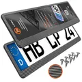 Kennzeichenhalter 520x110mm Nummernschildhalterung Auto universell inkl. 8 Schrauben Kennzeichenhalterung Nummernschildhalter 2 Stück Refreshed 2024 Carbon-Optik