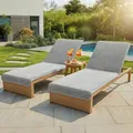 LAYNENBURG 2er-Set Premium Schonbezug für Gartenliege - 100% Baumwolle - Oeko-TEX 100 - Frottee Handtuch-Bezug Sonnenliege - Liegenbezug mit Umschlag für Standliege, Liege-Stuhl (75x200 cm Grau)