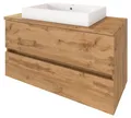 Basera Badezimmer XXL Waschtisch Ninette 100 cm breit, Wotaneiche, mit Waschbecken