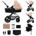 Kinderkraft MOOV 2 AIR - 4-in-1 Kinderwagen - Babywanne, Buggy und MINK PRO i-Size - Aufblasbare Räder - UPF50+ Verdeck - Bis 27 kg - Beige
