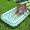 SLOOSH Aufblasbare Tanning Pool, 85" x 57" Extra große aufblasbarer Luftmatratze für Erwachsene mit Kissen, 4-in-1-Sonnenliege, aufblasbares Badebett,Partygeschenk, XL-Cyan