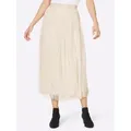 Meshrock HEINE, Damen, Gr. 38, beige (elfenbein), 100% Polyester, unifarben, wadenlang, Röcke