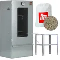 ITA Räucherofen 7002 - Smoker Set mit Tisch - Räucherschrank mit Fenster & Thermometer - Edelstahl - EU Qualität, Direkt vom Hersteller - 81 cm mit 3 Etagen
