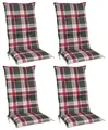 Beautissu 4er Set Hochlehner Auflagen Set 120x50 cm Polster Rot Kariert