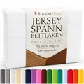 Strauss Home Spannbettlaken Premium 160 g/m2 Gekämmte Baumwolle Jersey in Hotelqualität, Gummizug: Rundumgummi, OEKO-TEX®-zertifiziert - Hotelqualität – Formstabil & Langlebig 140x220-160x220cm cm