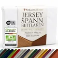 Strauss Home Premium Spannbettlaken Jersey 140x220-160x220 cm - 160 g/m² 100% gekämmte Baumwolle, 40 cm Steg, Oeko-TEX - für Boxspringbett & Wasserbett - Weiß