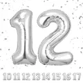 Geburtstag zahlen luftballon 12 jahre | Folienballon Sliber Folienballon in 4...