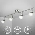 Deckenstrahler - 11,6W, 1040lm, LED, schwenkbar, inklusive 4x GU10, warmweiß, matt-nickel - Silber