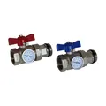 Verteiler-Anschluss-Set 1" für Heizkreisverteiler, Messing Kugelhahn PN 30 180°C
