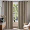 Deconovo Blickdichte Gardinen Kälteschutz Ösenvorhang 2er Set H 160 x B 132 cm Taupe, Wohnzimmer Vorhang Verdunkelung