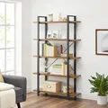VASAGLE Bücherregal, stabiles Standregal mit 5 Regalebenen, einfach - Braun/Schwarz