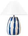 Nachttischlampe aus Keramik Weißer Schirm Handgefertigte Leuchte Beige und Blau